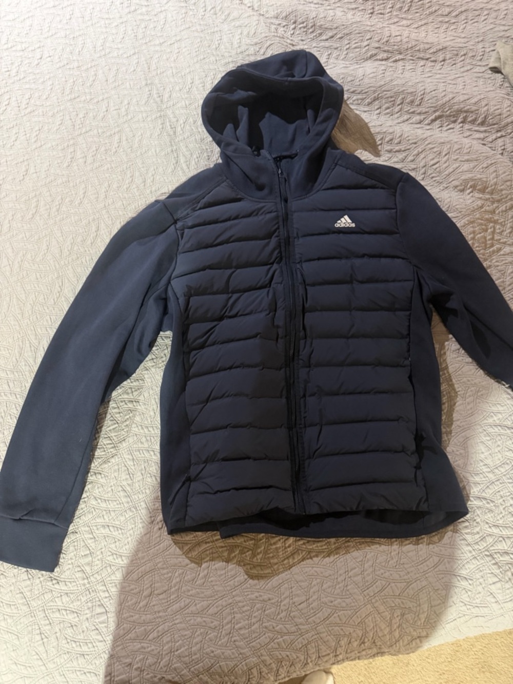 adidas Navy Hooded Jacket with Logo Tag